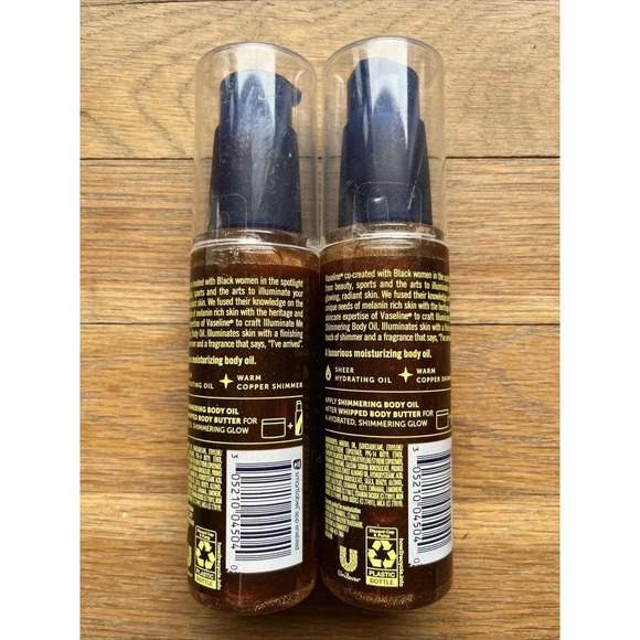 TWO Vaseline Illuminate Me Shimmering Body Oil Created for Melanin Rich Skin - Picture 2 of 4